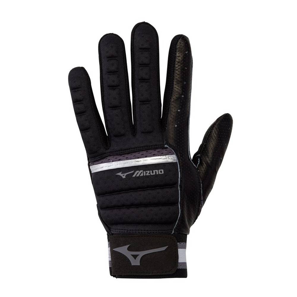 Mizuno Men's B-130 Adult Baseball Batting Gloves Black/Grey (330395-RPU)